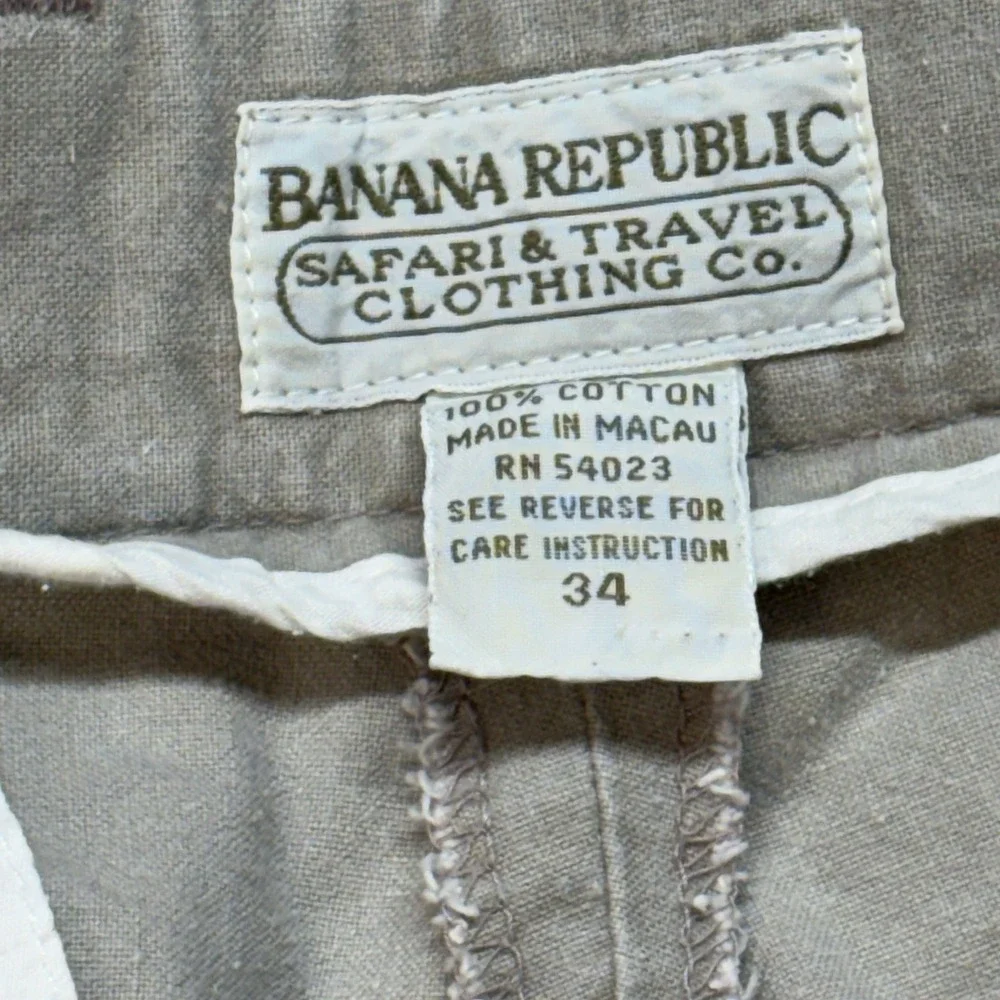 VTG 80s Banana Republic Safari Travel Convertible Cargo Pants Men's 34x32 Hiking